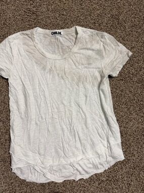 Chrldr White Crewneck Short Sleeve Top nwot size xs ombre 2 color toned